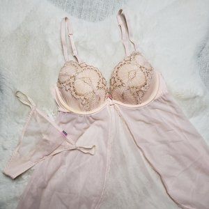 NWOT La Senza pale pink babydoll matching set